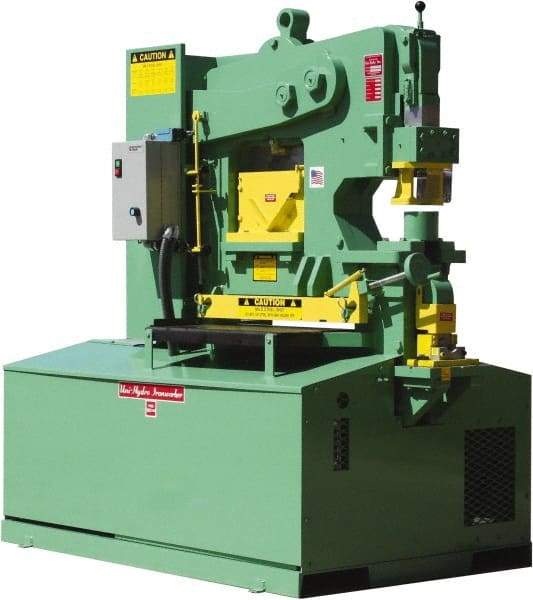 Uni-Hydro - 12" Throat Depth, 105 Ton Punch Pressure, 1-5/16" in 1" Punch Capacity Ironworker - 7-1/2 hp, 3 Phase, 220/480 Volts, 61-1/2" Wide x 70" High x 41" Deep - Americas Tooling