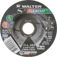 WALTER Surface Technologies - 4-1/2" Diam x 7/8" Hole, 36 Grit Surface Grinding Wheel - Americas Tooling