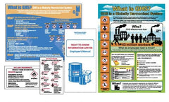 NMC - GHS General Safety & Accident Prevention Training Kit - English, 18" Wide x 24" High, White Background, Includes What is GHS Poster, GHS Pictogram, Booklets, Wallet Cards - Americas Tooling