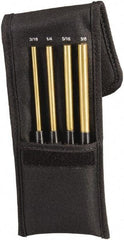 Starrett - 4 Piece, 3/16 to 3/8", Pin Punch Set - Round Shank, Brass, Comes in Pouch - Americas Tooling