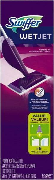 Swiffer - Silver, Purple & White Mopping Kit - 7" Long x 5" Wide Head, 46" Long Handle, Microfiber Head - Americas Tooling