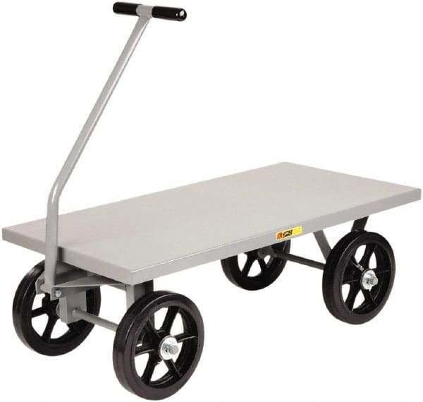 Little Giant - 3,500 Lb Capacity Steel Wagon Truck - Steel Deck, 36" OAW, 72" Platform Length x 16-1/2" Platform Height, Mold On Rubber Casters - Americas Tooling