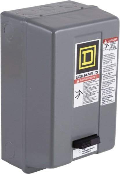 Square D - 120 Coil VAC at 60 Hz, 208 Coil VAC at 60 Hz, 18 Amp, Nonreversible Enclosed Enclosure NEMA Motor Starter - 3 Phase hp: 3 at 200 VAC, 3 at 230 VAC, 5 at 460 VAC, 5 at 575 VAC, 1 Enclosure Rating - Americas Tooling