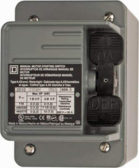 Square D - 3 Poles, 30 Amp, NEMA, Enclosed Toggle Manual Motor Starter - 1 hp at 90 VDC, 10 hp at 460 VAC, 10 hp at 575 VAC, 1-1/2 hp at 230 VDC, 2 hp at 115 VAC, 2 hp at 115 VDC & 7-1/2 hp at 230 VAC, CE, CSA, NEMA 4 & UL Listed - Americas Tooling