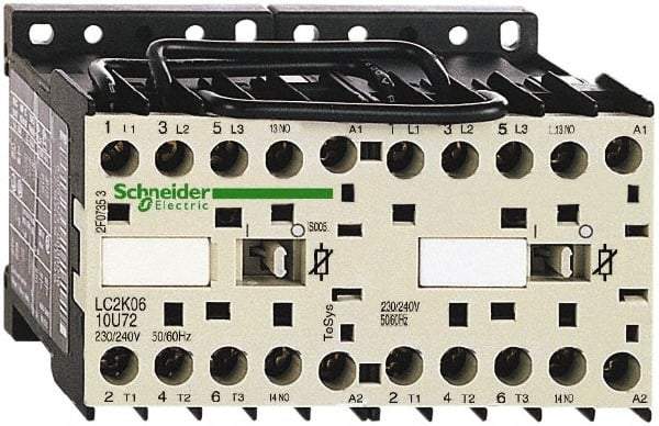 Schneider Electric - 3 Pole, 24 Coil VAC at 50/60 Hz, 6 Amp at 440 VAC, Reversible IEC Contactor - BS 5424, CSA, IEC 60947, NF C 63-110, RoHS Compliant, UL Listed, VDE 0660 - Americas Tooling