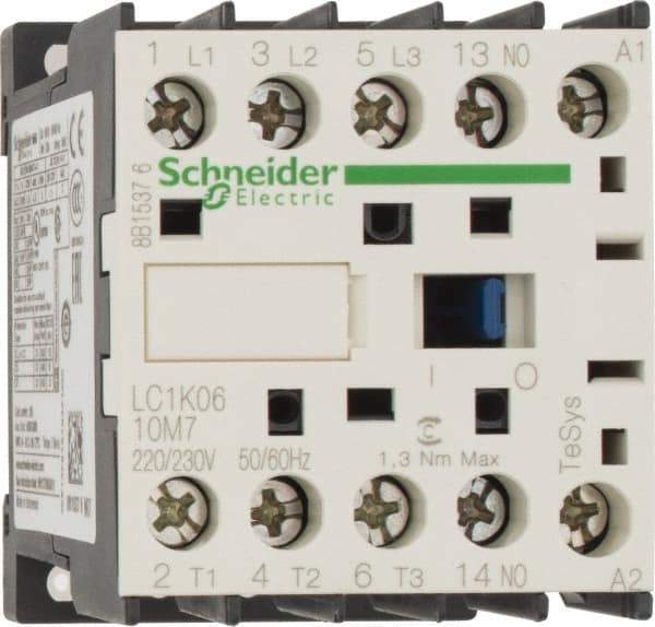 Schneider Electric - 3 Pole, 220 to 230 Coil VAC at 50/60 Hz, 6 Amp at 440 VAC, Nonreversible IEC Contactor - BS 5424, CSA, IEC 60947, NF C 63-110, RoHS Compliant, UL Listed, VDE 0660 - Americas Tooling