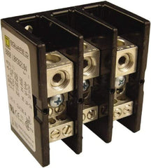 Square D - 3 Poles, 135 (Aluminium), 175 (Copper) Amp, Phenolic Power Distribution Block - 600 VAC, 1 Primary Connection - Americas Tooling