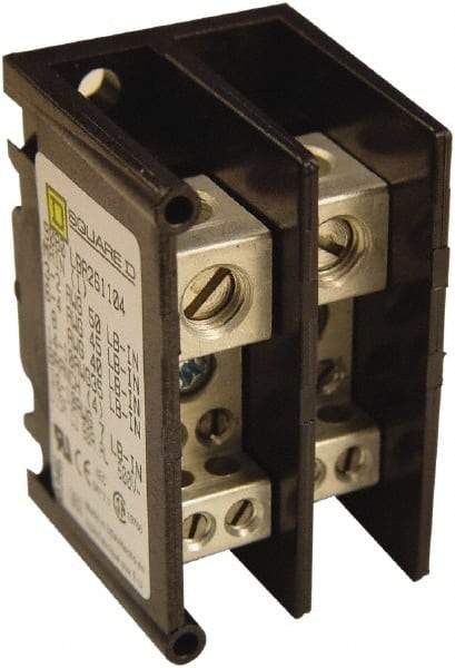 Square D - 2 Poles, 115 (Copper), 90 (Aluminium) Amp, Thermoplastic Power Distribution Block - 600 VAC, 1 Primary Connection - Americas Tooling