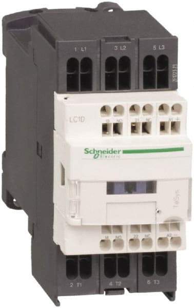 Schneider Electric - 3 Pole, 120 Coil VAC at 50/60 Hz, 12 Amp at 440 VAC and 16 Amp at 440 VAC, Nonreversible IEC Contactor - 1 Phase hp: 1 at 115 VAC, 2 at 230/240 VAC, 3 Phase hp: 10 at 575/600 VAC, 3 at 200/208 VAC, 3 at 230/240 VAC, 7.5 at 460/480 VAC - Americas Tooling