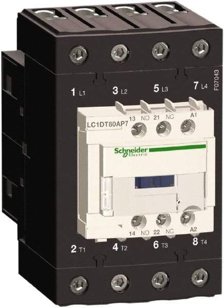 Schneider Electric - 4 Pole, 120 Coil VAC at 50/60 Hz, 80 Amp at 440 VAC, Nonreversible IEC Contactor - Bureau Veritas, CCC, CSA, CSA C22.2 No. 14, DNV, EN/IEC 60947-4-1, EN/IEC 60947-5-1, GL, GOST, LROS, RINA, UL 508, UL Listed - Americas Tooling