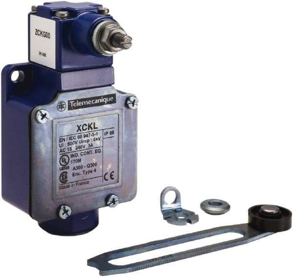 Telemecanique Sensors - SPDT, NC/NO, 300 VAC, 300 VDC, Screw Terminal, Roller Lever Actuator, General Purpose Limit Switch - 1, 2, 3, 4, 12 NEMA Rating, IP66 IPR Rating, Reversible Mount - Americas Tooling