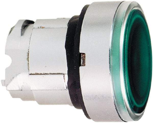 Schneider Electric - 22mm Mount Hole, Flush, Pushbutton Switch Only - Round, Green Pushbutton, Illuminated, Momentary (MO) - Americas Tooling