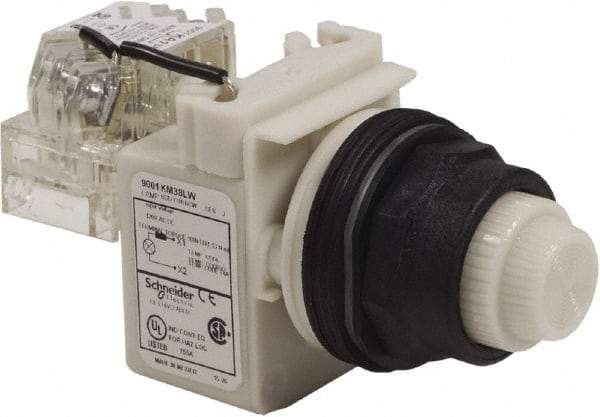 Schneider Electric - 120 V White Lens LED Press-to-Test Indicating Light - Round Lens, Screw Clamp Connector, Corrosion Resistant, Dust Resistant, Oil Resistant - Americas Tooling