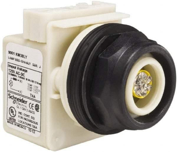 Schneider Electric - 120 V LED Indicating Light - Round Lens, Screw Clamp Connector, Corrosion Resistant, Dust Resistant, Oil Resistant - Americas Tooling