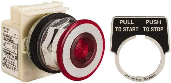 Schneider Electric - 30mm Mount Hole, Extended Straight, Pushbutton Switch Only - Red Pushbutton, Maintained (MA) - Americas Tooling