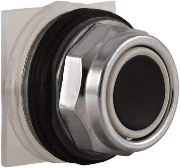 Schneider Electric - 30mm Mount Hole, Extended Straight, Pushbutton Switch Only - Round, Black Pushbutton, Momentary (MO), Weatherproof, Dust and Oil Resistant - Americas Tooling