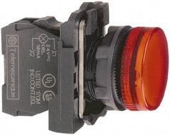 Schneider Electric - 230-240 VAC at 50/60 Hz Red Lens LED Pilot Light - Round Lens, Screw Clamp Connector, 30mm Wide, Vibration Resistant, Water Resistant - Americas Tooling