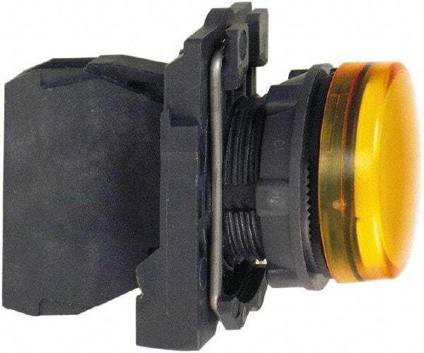 Schneider Electric - 24 VAC/VDC at 50/60 Hz Orange Lens LED Pilot Light - Round Lens, Screw Clamp Connector, 30mm Wide, Vibration Resistant, Water Resistant - Americas Tooling