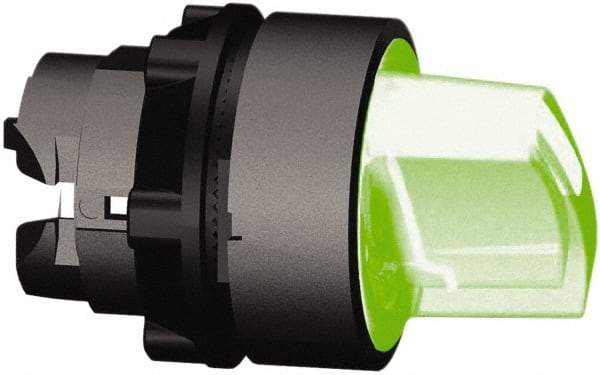 Schneider Electric - 22mm Mount Hole, 3 Position, Handle Operated, Selector Switch Only - Green, Momentary (MO), Illuminated, Shock, Vibration and Water Resistant - Americas Tooling