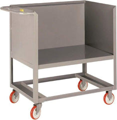 Little Giant - 1,200 Lb Capacity, 3-Sided Steel Raised Platform Box Truck - 37-1/2" Long x 18" Wide x 40" High, 5" Diam Polyurethane Wheels - Americas Tooling