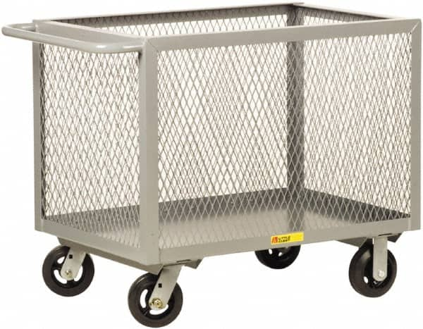 Little Giant - 2,000 Lb Capacity, 4-Sided Steel Box Truck - 53-1/2" Long x 24" Wide x 32" High, 6" Diam Mold-On Rubber Wheels - Americas Tooling