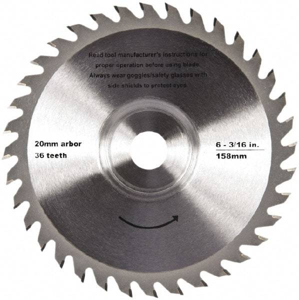 QEP - 6-3/16" Diam, 20mm Arbor Hole Diam, 36 Tooth Wet & Dry Cut Saw Blade - Tungsten Carbide-Tipped, Crosscut Action, Standard Round Arbor - Americas Tooling