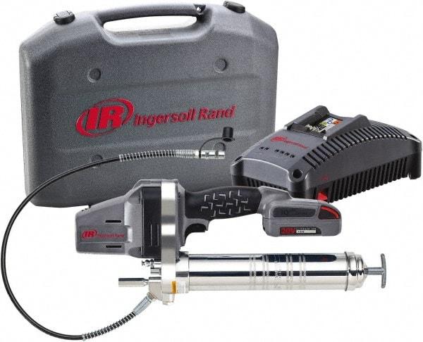 Ingersoll-Rand - 6,250 Max psi, Flexible Battery-Operated Grease Gun - 14 oz (Cartridge) Capacity, Includes Battery & Battery Charger - Americas Tooling