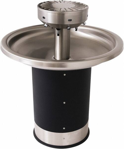 Acorn Engineering - Circular, Infrared Sensor, Floor Outlet Drain, 38-1/4" Diam, 6 Person Capacity, Stainless Steel & Vinylclad Galvanized Steel, Wash Fountain - 0.5 GPM - Americas Tooling