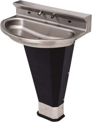 Acorn Engineering - Eliptical, Infrared Sensor, Wall Outlet Drain, 27-3/4" Diam, 2 Person Capacity, Stainless Steel & Vinylclad Galvanized Steel, Wash Fountain - 0.5 GPM - Americas Tooling