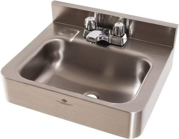 Acorn Engineering - 9-1/2" Long x 14-1/2" Wide Inside, 1 Compartment, Grade 304 Stainless Steel Lavatory Sink-Wall Hung - 16 Gauge, 15" Long x 18" Wide x 7" High Outside, 6" Deep - Americas Tooling