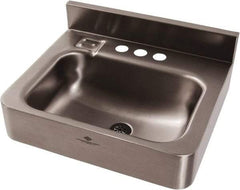 Acorn Engineering - 9-1/2" Long x 14-1/2" Wide Inside, 1 Compartment, Grade 304 Stainless Steel Lavatory Sink-Wall Hung - 16 Gauge, 15" Long x 18" Wide x 7" High Outside, 6" Deep - Americas Tooling