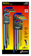 22 Piece - .050-3/8" and 1.5-10mm - Extra Long Arm - ColorGuard Ball End L-Wrench Set - Americas Tooling