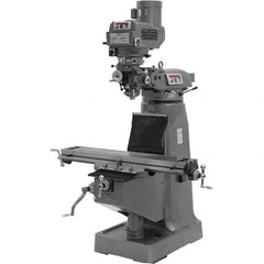 Jet - 9" Table Width x 49" Table Length, Variable Speed Pulley Control, 3 Phase Knee Milling Machine - R8 Spindle Taper, 3 hp - Americas Tooling