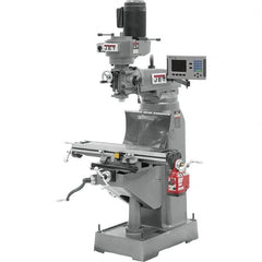 Jet - 7-7/8" Table Width x 35-3/4" Table Length, Variable Speed Pulley Control, 3 Phase Knee Milling Machine - R8 Spindle Taper, 1-1/2 hp - Americas Tooling