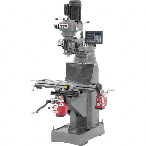 Jet - 7-7/8" Table Width x 35-3/4" Table Length, Variable Speed Pulley Control, 1 Phase Knee Milling Machine - R8 Spindle Taper, 1-1/2 hp - Americas Tooling