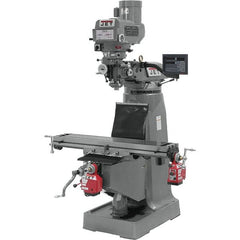 Jet - 9" Table Width x 49" Table Length, Variable Speed Pulley Control, 3 Phase Knee Milling Machine - R8 Spindle Taper, 3 hp - Americas Tooling