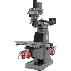 Jet - 9" Table Width x 49" Table Length, Variable Speed Pulley Control, 3 Phase Knee Milling Machine - R8 Spindle Taper, 3 hp - Americas Tooling