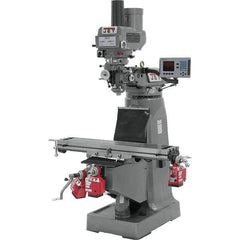 Jet - 9" Table Width x 49" Table Length, Variable Speed Pulley Control, 3 Phase Knee Milling Machine - R8 Spindle Taper, 3 hp - Americas Tooling