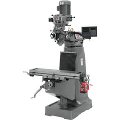 Jet - 9" Table Width x 42" Table Length, Variable Speed Pulley Control, 1 Phase Knee Milling Machine - R8 Spindle Taper, 2 hp - Americas Tooling