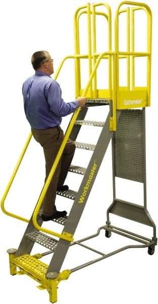 Cotterman - 158" 9 Step Super Duty Ladder - Rolling Safety Ladder, 1,000 Lb Capacity, 44" Base Width x 53" Base Depth, Grip Strut - Americas Tooling