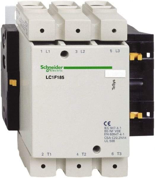 Schneider Electric - 3 Pole, 185 Amp at 440 VAC and 275 Amp at 440 VAC, Nonreversible IEC Contactor - Bureau Veritas, CCC, CSA, DNV, EN/IEC 60947-1, EN/IEC 60947-4-1, GL, JEM 1038, LROS, RINA, RMRoS, RoHS Compliant, UL Listed - Americas Tooling