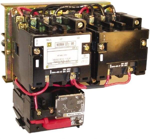 Square D - 208 Coil VAC at 60 Hz, 9 Amp, Reversible Open Enclosure NEMA Motor Starter - 3 Phase hp: 1-1/2 at 200 VAC, 1-1/2 at 230 VAC, 2 at 460 VAC, 2 at 575 VAC - Americas Tooling