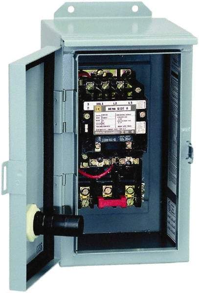 Square D - 3 Pole, 440 Coil VAC at 50 Hz and 480 Coil VAC at 60 Hz, 45 Amp NEMA Contactor - NEMA 12 Enclosure, 50 Hz at 440 VAC and 60 Hz at 480 VAC - Americas Tooling