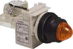 Schneider Electric - 120 V Amber Lens LED Pilot Light - Round Lens, Screw Clamp Connector, 54mm OAL x 42mm Wide, Vibration Resistant - Americas Tooling