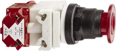 Schneider Electric - 30mm Mount Hole, Extended Straight, Pushbutton Switch with Contact Block - Red Pushbutton, Maintained (MA), Momentary (MO) - Americas Tooling