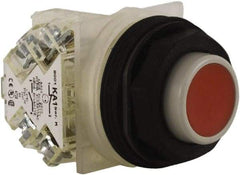 Schneider Electric - 30mm Mount Hole, Extended Straight, Pushbutton Switch with Contact Block - Red Pushbutton, Momentary (MO) - Americas Tooling