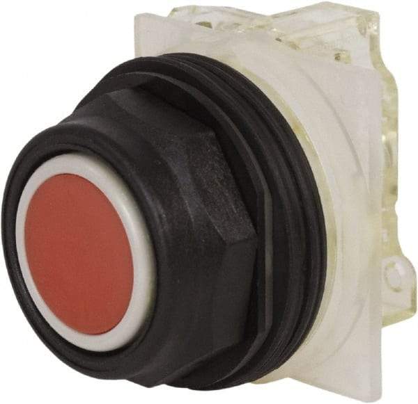 Schneider Electric - 30mm Mount Hole, Flush, Pushbutton Switch with Contact Block - Octagon, Red Pushbutton, Momentary (MO) - Americas Tooling