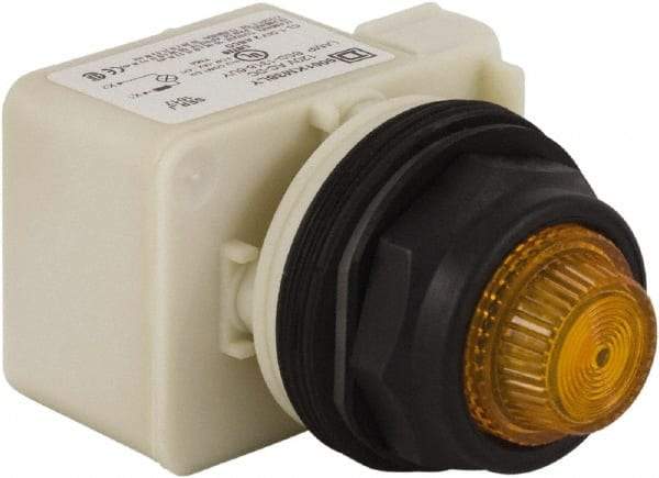 Schneider Electric - 120 V Amber Lens LED Indicating Light - Round Lens, Screw Clamp Connector, Corrosion Resistant, Dust Resistant, Oil Resistant - Americas Tooling