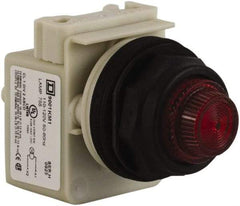 Schneider Electric - 110 VAC at 50/60 Hz via Transformer, 120 VAC at 50/60 Hz via Transformer Red Lens Indicating Light - Round Lens, Screw Clamp Connector, Corrosion Resistant, Dust Resistant, Oil Resistant - Americas Tooling