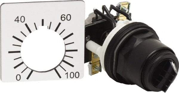 Square D - 2,500 Ohm, 30mm, 300 VAC Potentiometer - 2 Watts, Nonilluminated, Knob Operated, NEMA 4, 13 - Americas Tooling